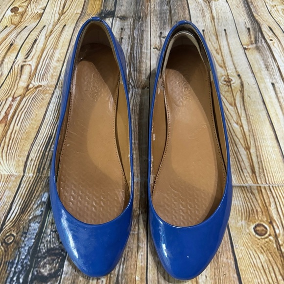 J Crew Leather Blue Gold Slip On Ballet Flats Womens Size 7.5 - Picture 2 of 5